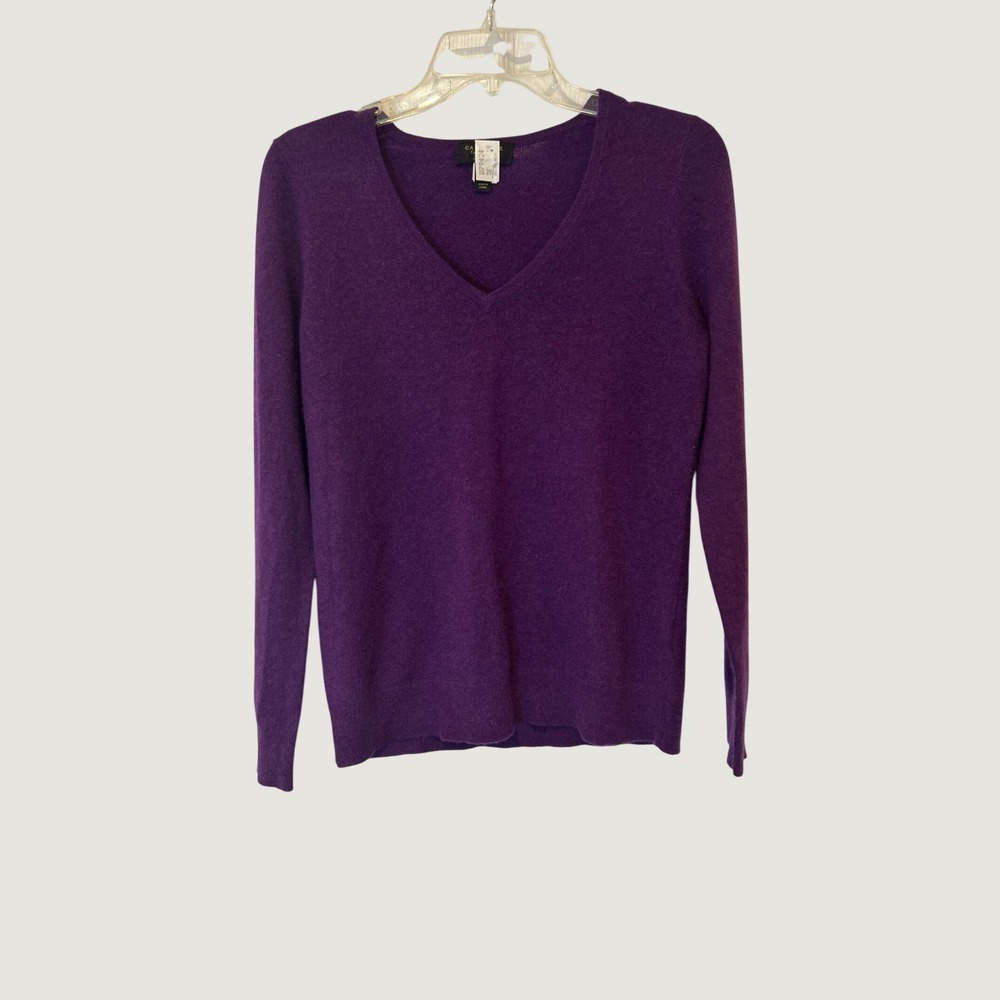 Charter Club Cashmere Sweater Women Medium Purple V-Neck Long Sleeve Soft Knit